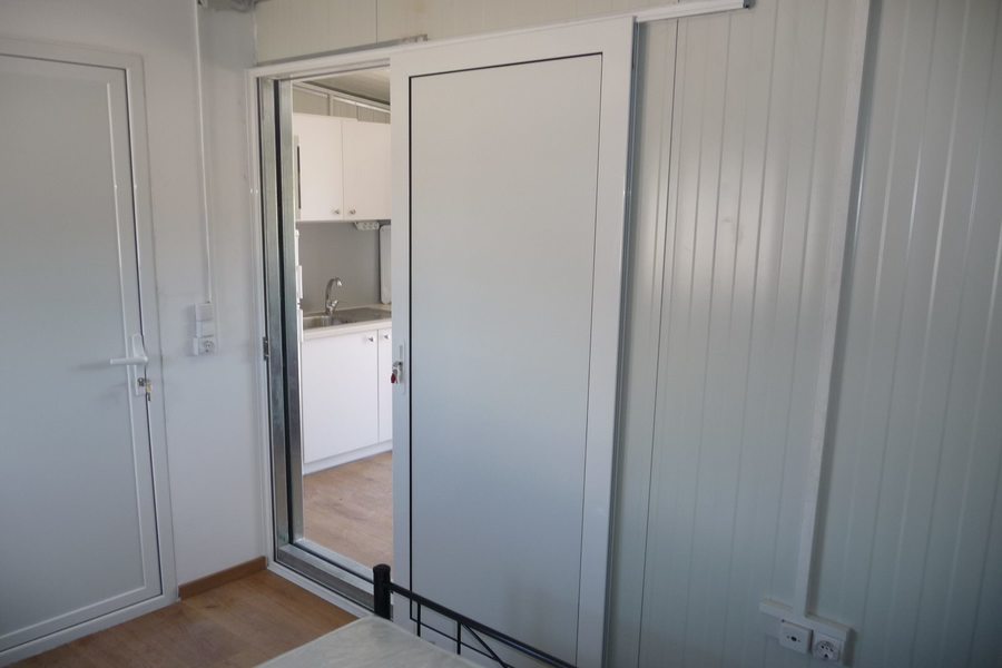 prefabricated house inside door